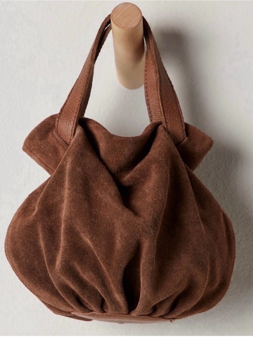 Free People Chocolate Brown Suede Crossbody Hand Bag NWT